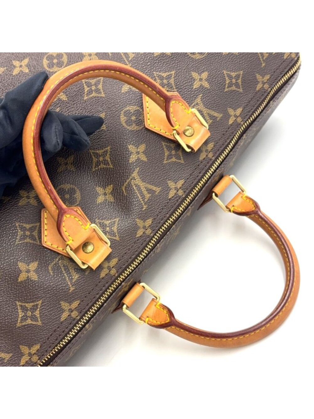 Louis Vuitton Speedy 40 Monogram Leather Brown Handbag Gold - Picture 11 of 15